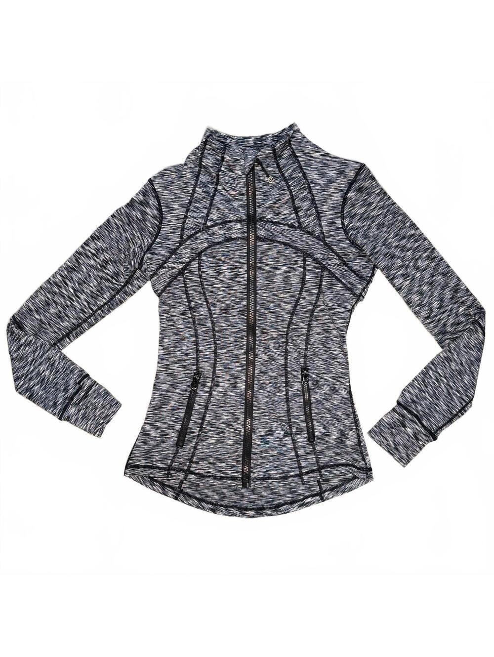 Lululemon Women's Black and White Space-Dye Zip-Up Athletic Jacket